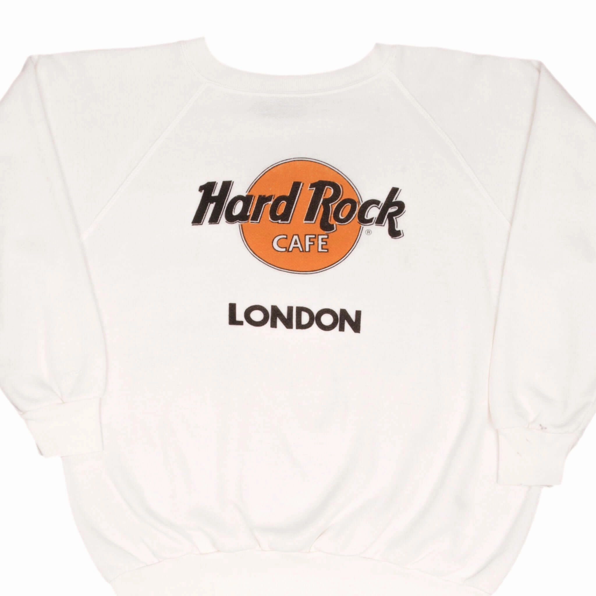 Vintage Look industry standard VINTAGE HARD ROCK CAFE LONDON WHITE SWEATSHIRT 1980S SIZE LARGE