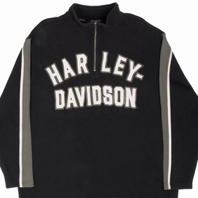 VINTAGE HARLEY DAVIDSON BLACK QUARTER ZIP SWEATER 2000S 2XL Street Staple running suitable