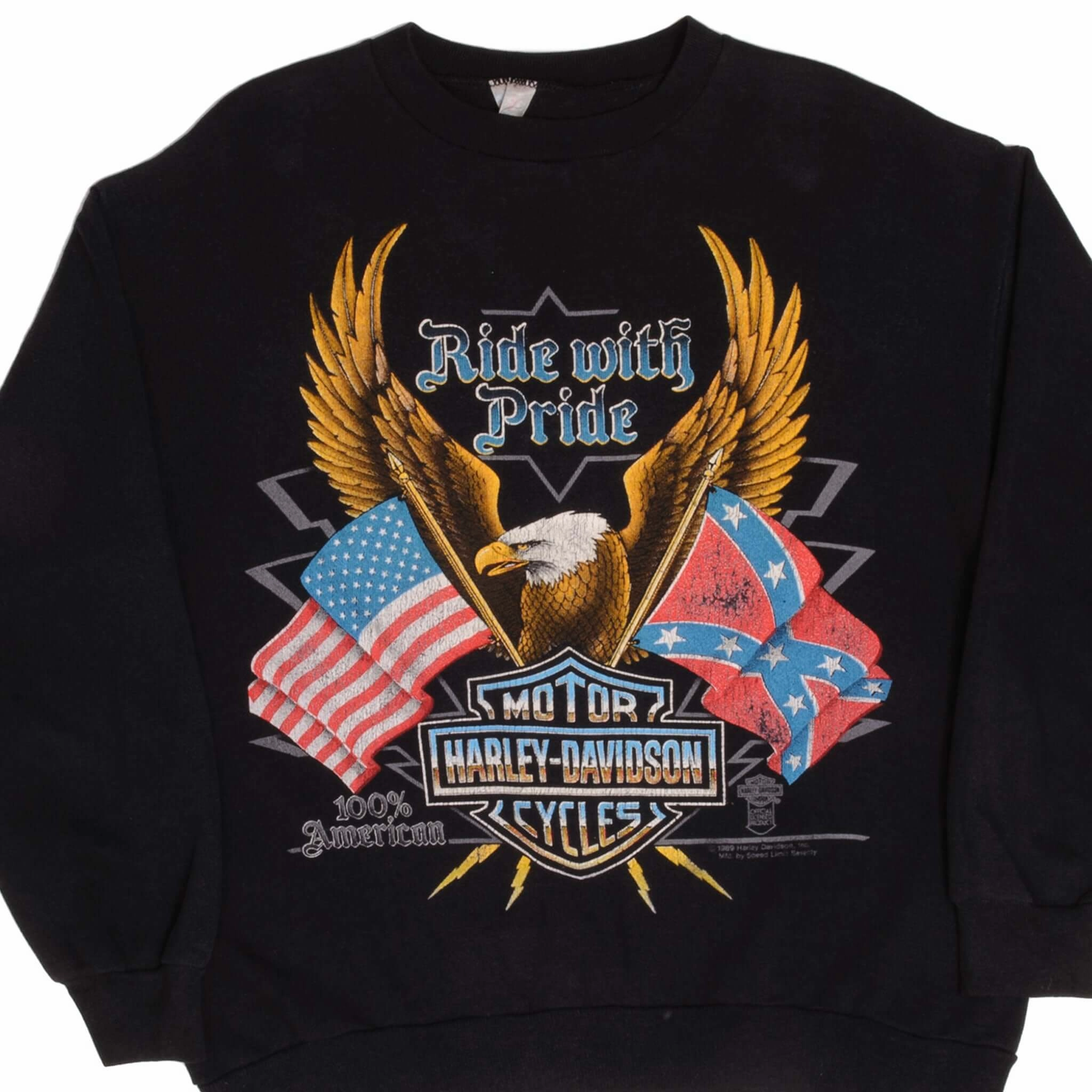 Scoop neck product polka dot playfulness VINTAGE HARLEY DAVIDSON SWEATSHIRT SIZE LARGE MADE IN USA 1980s