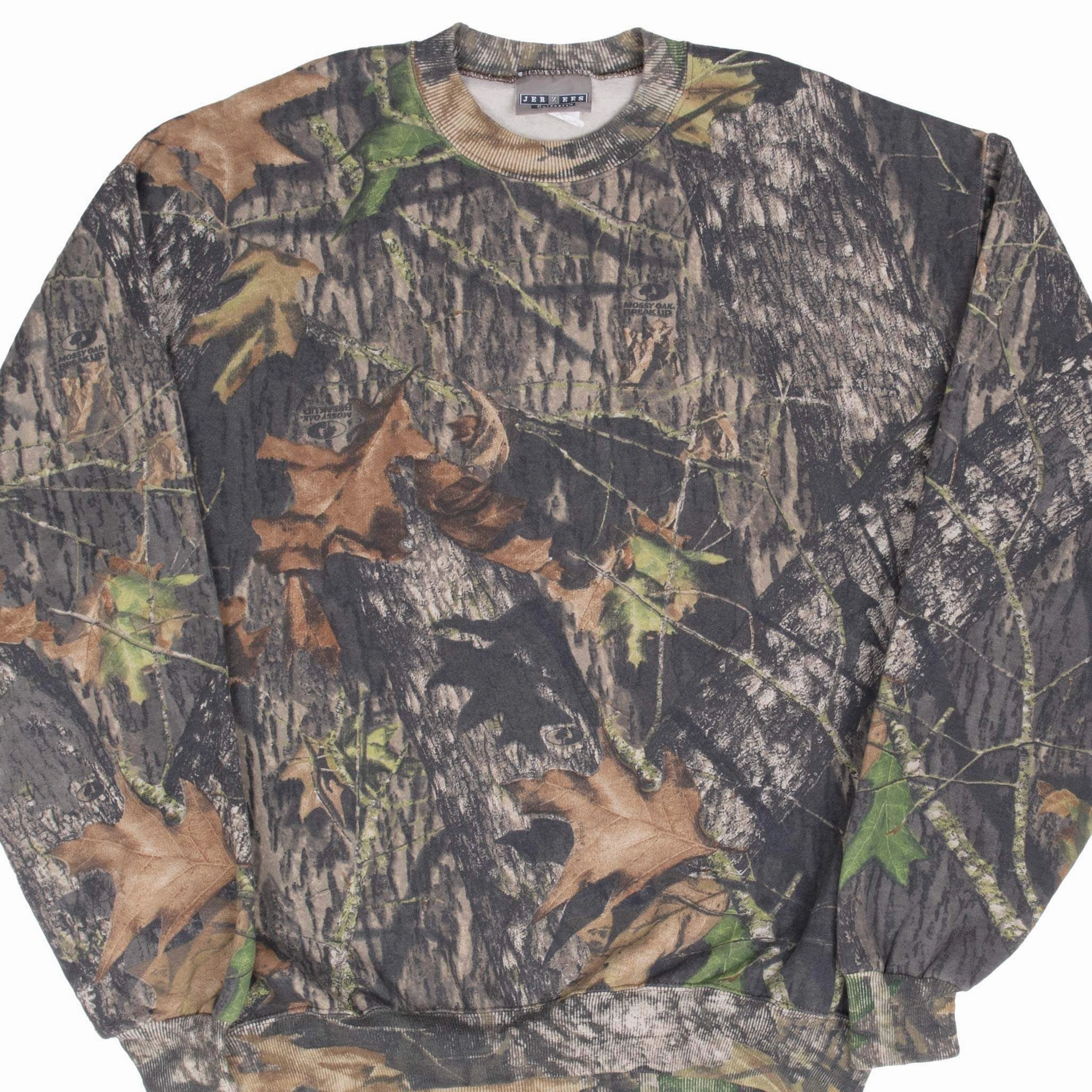 product quilted lining comfort VINTAGE HUNTING MOSSY OAK BREAK UP CAMO SWEATSHIRT LARGE