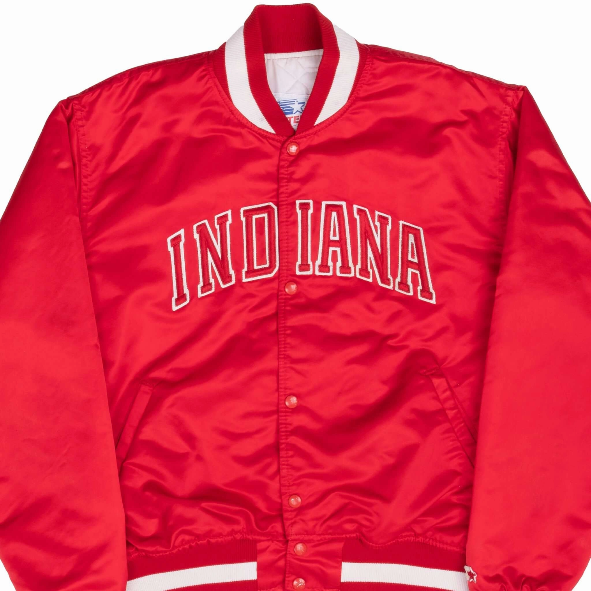 VINTAGE INDIANA RED SATIN BOMBER STARTER JACKET 1980S LARGE MADE IN USA Hearing-aid