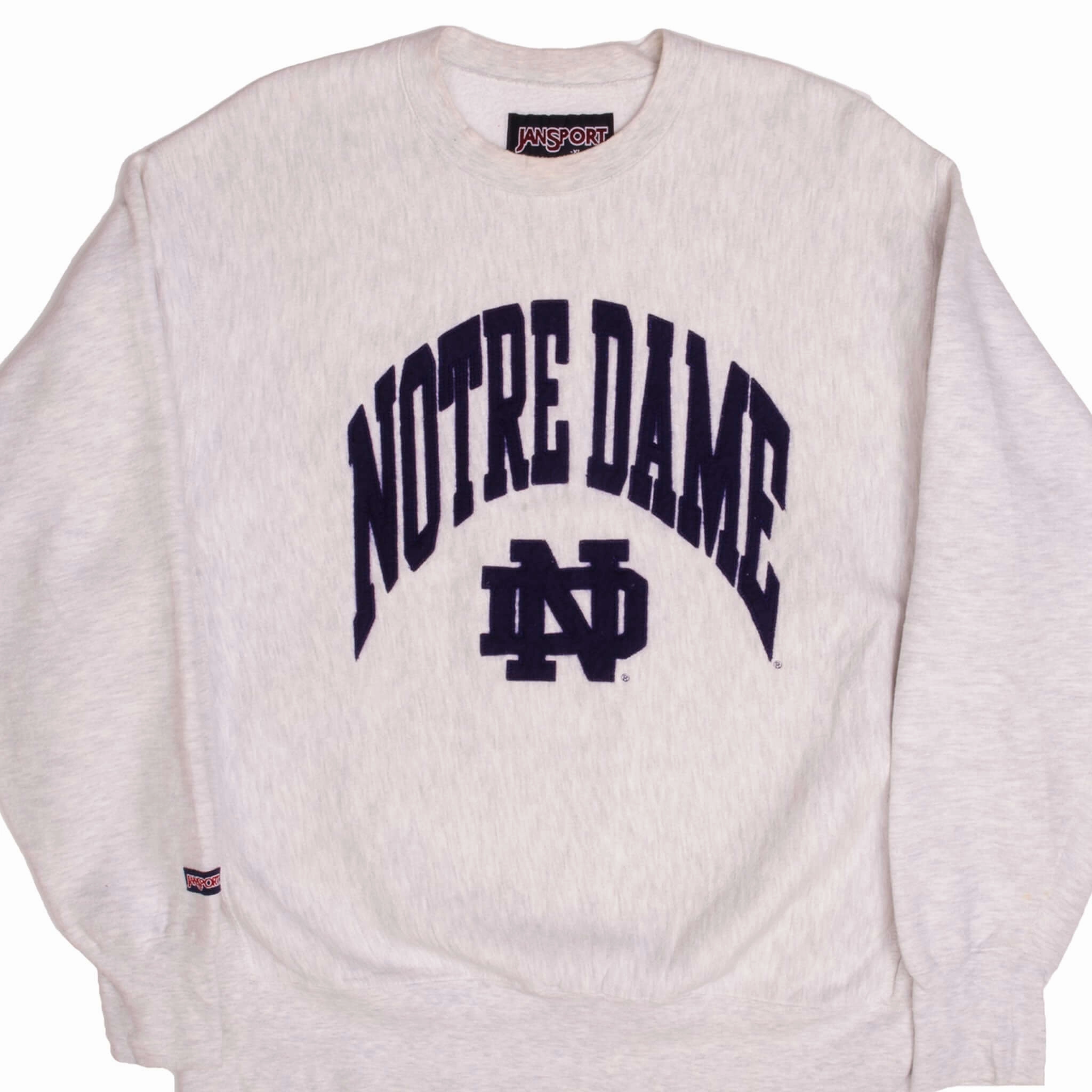 Cold Day Wear Street Wear VINTAGE JANSPORT NOTRE DAME UNIVERSITY SWEATSHIRT 1990S XL