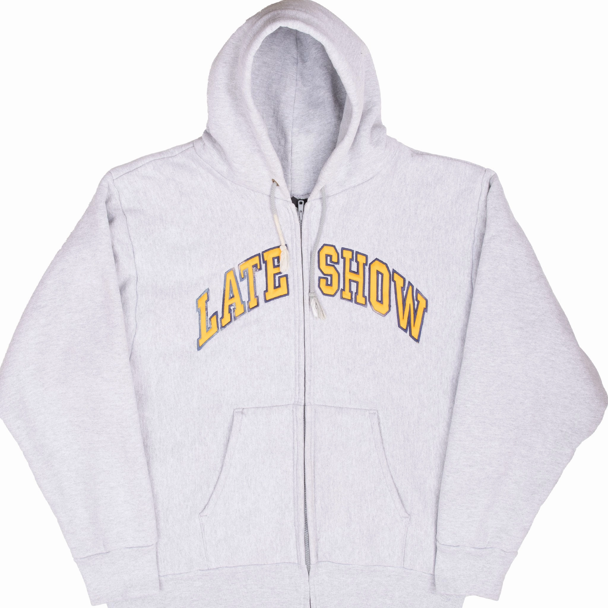 product gemstone luxury VINTAGE LATE SHOW DAVID LETTERMAN GREY ZIP UP HOODIE SWEATSHIRT 1990S XL MADE US
