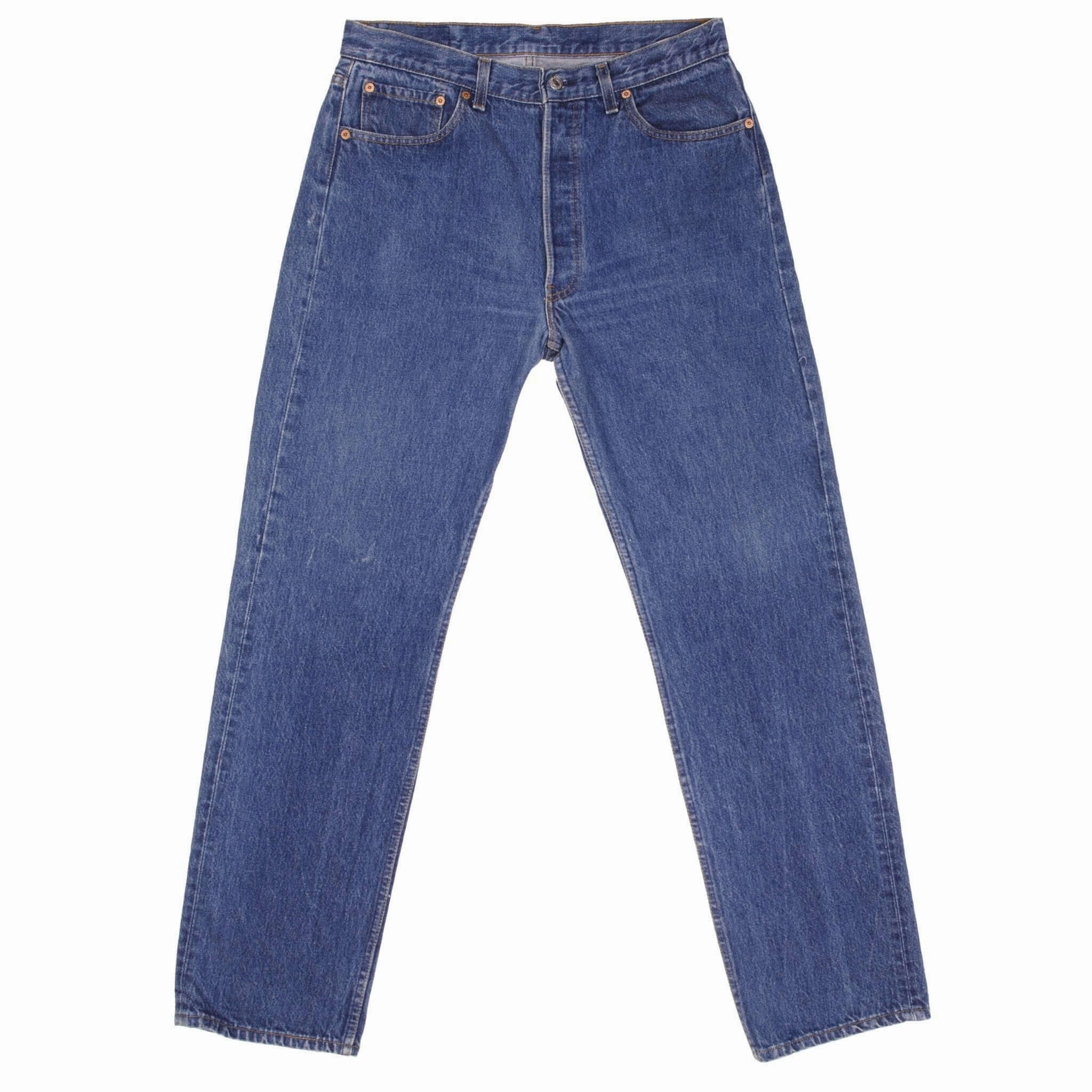 Wide Leg Silhouette Streetwear Fan Beach Day VINTAGE LEVIS 501 INDIGO JEANS 1980S SIZE 33X32 W33 L32 MADE IN USA