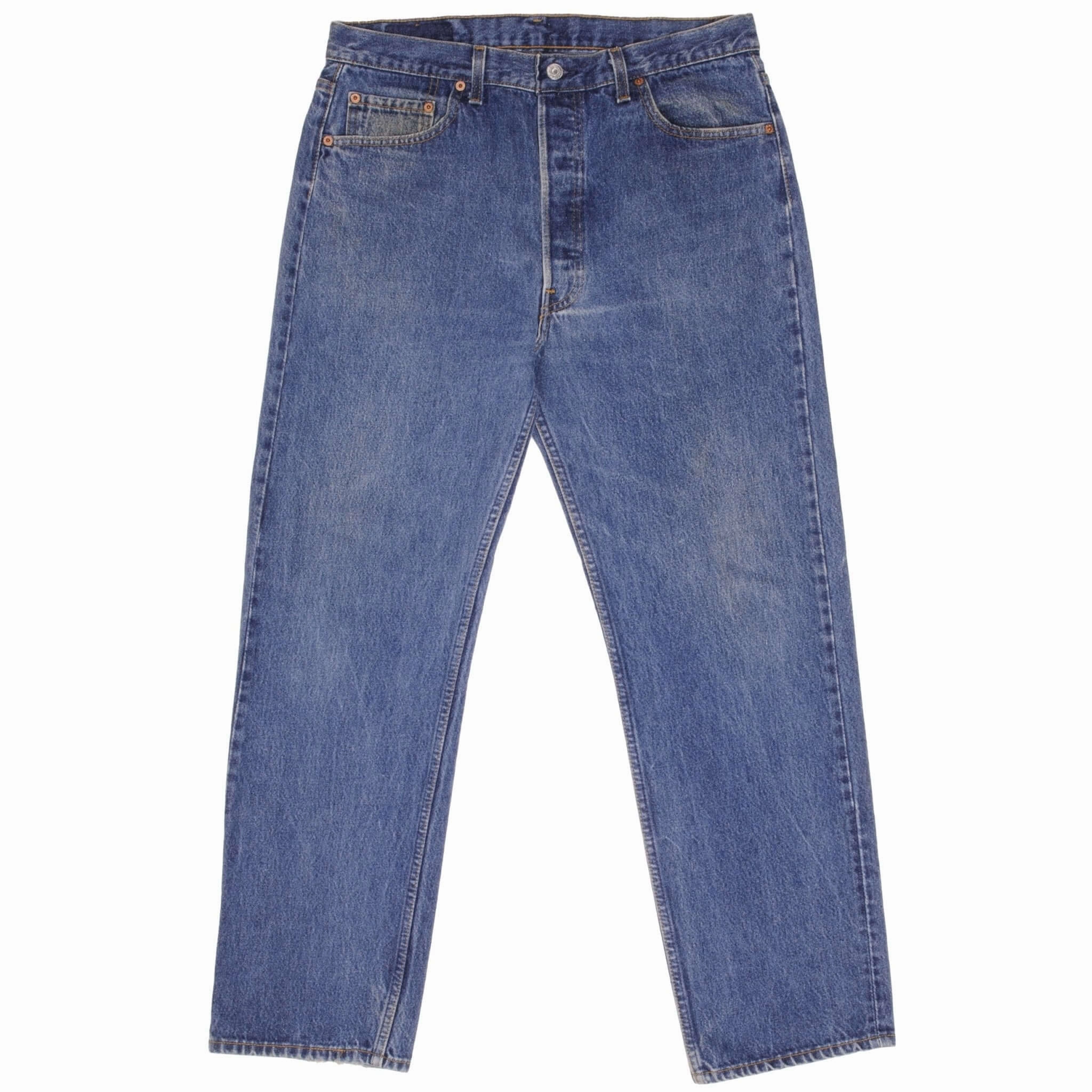 VINTAGE LEVIS 501 JEANS INDIGO 1980S SIZE W35 L30 MADE IN USA Sleek Silhouette Perfect Waistband