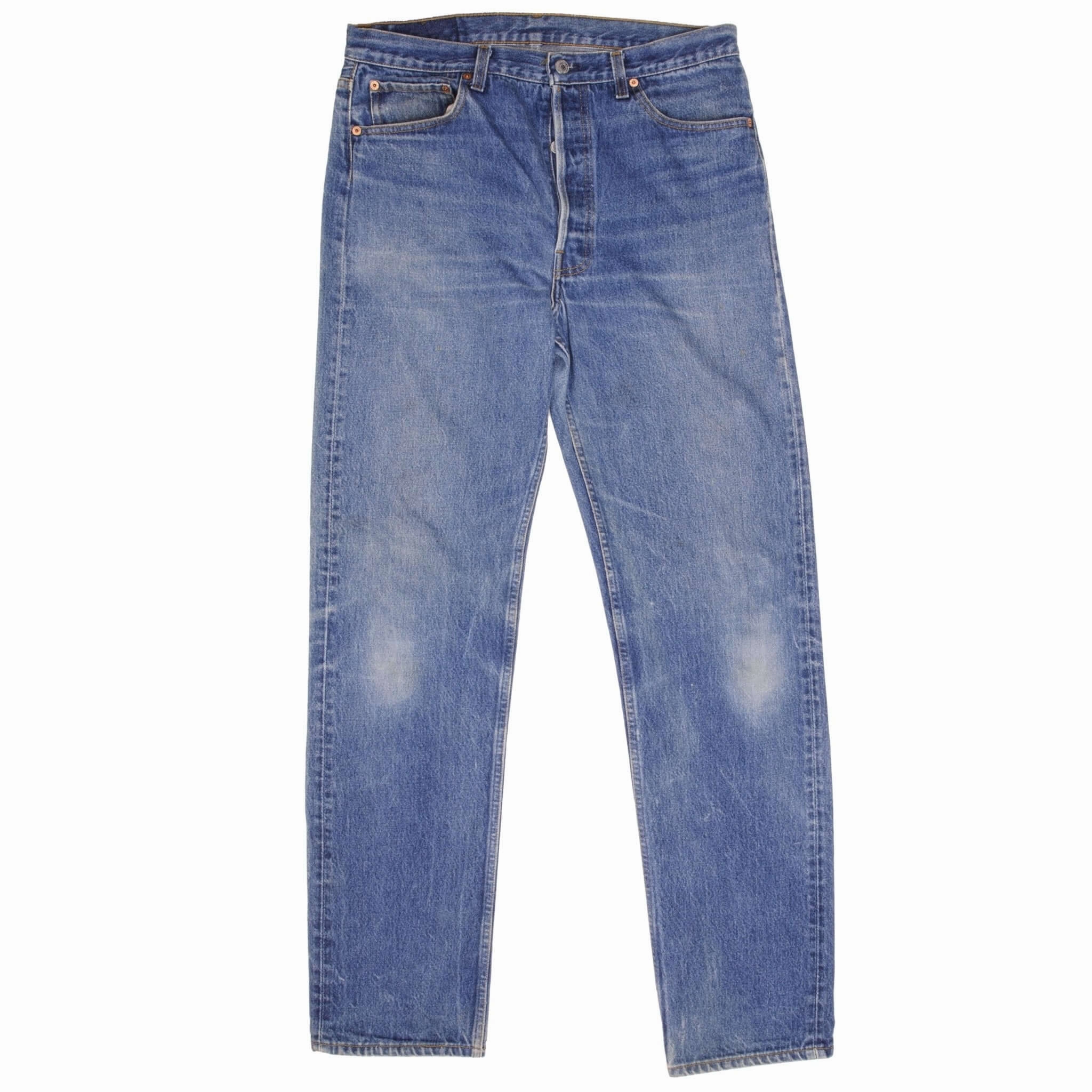 VINTAGE LEVIS 501 JEANS INDIGO 1980S SIZE W36 L35 MADE IN USA Vintage Inspired Weave Office Wear Couple Look Work Ready