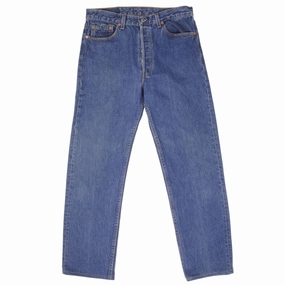 VINTAGE LEVIS 501 JEANS INDIGO 1990S SIZE W33 L31 MADE IN USA Anti Static Material Blend