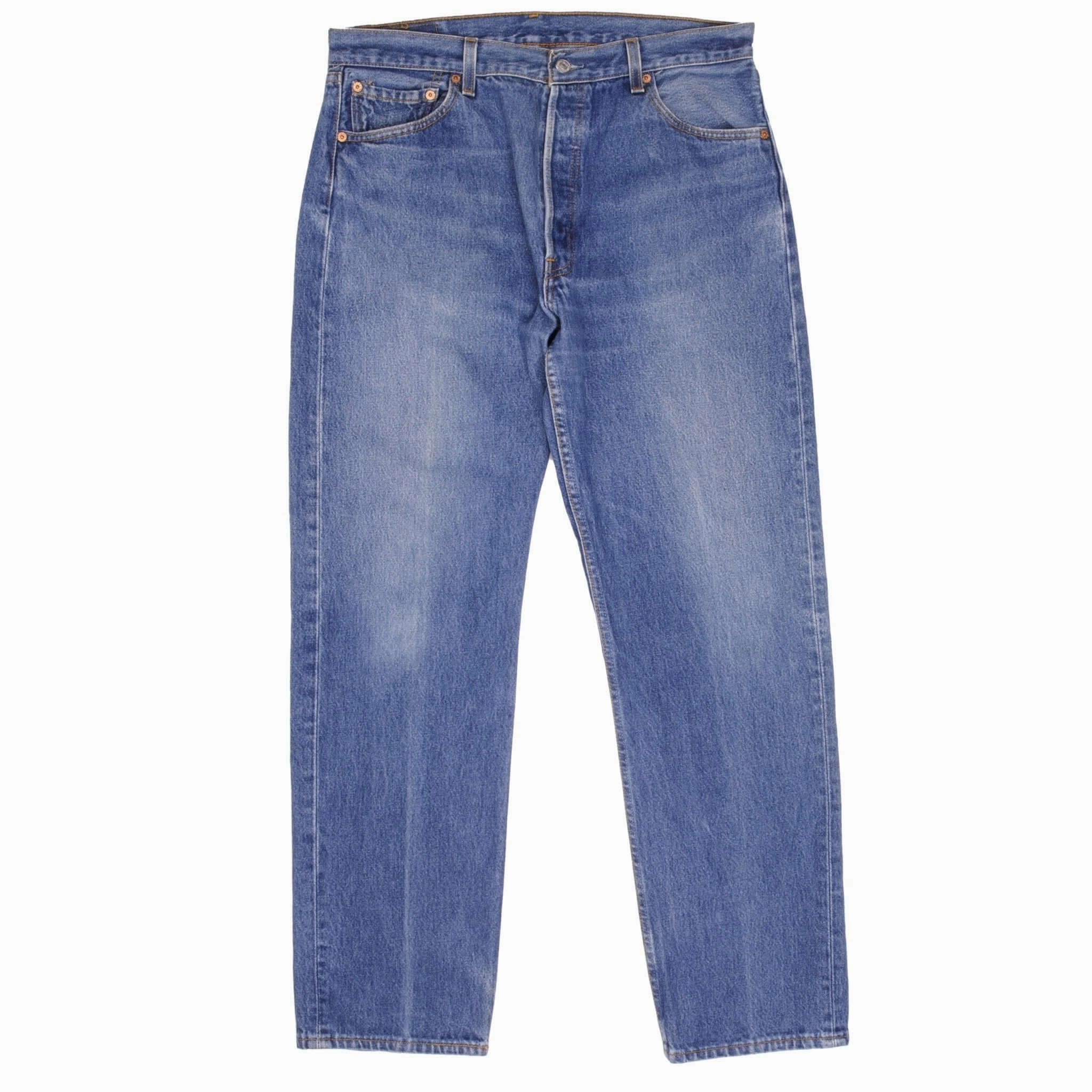 VINTAGE LEVIS 501 JEANS INDIGO 1990S SIZE W35 L32 MADE IN USA Clean Aesthetic Versatile Cut