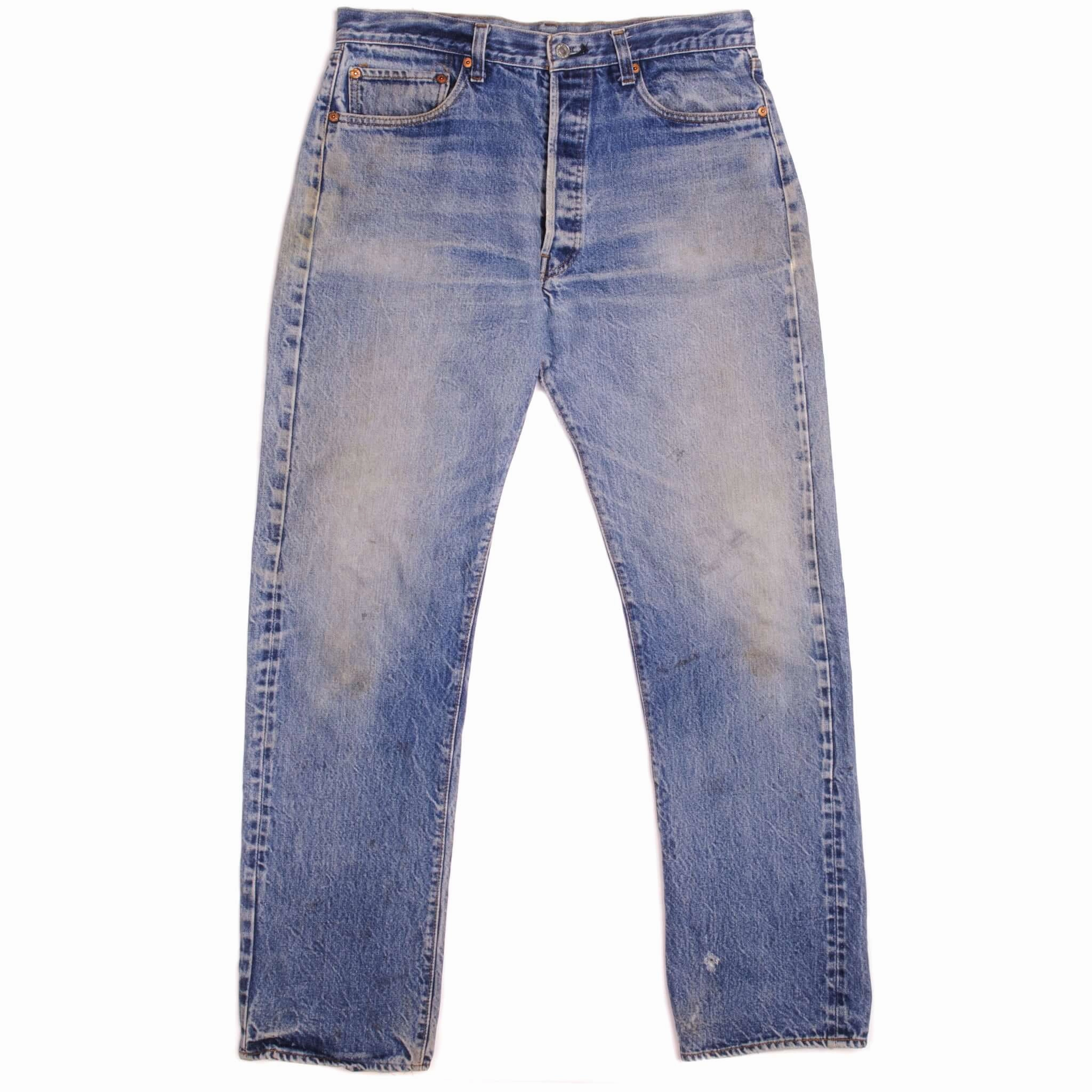 VINTAGE LEVIS 501 JEANS INDIGO REDLINE SELVEDGE 80s SIZE 34W L31 MADE IN USA Neutral Fabric