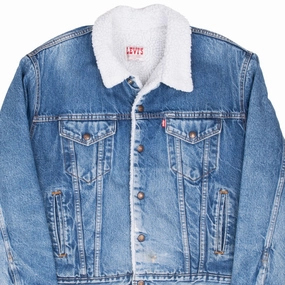 Chic Comfort windproof VINTAGE LEVIS SHERPA TRUCKER BLUE DENIM JACKET 1980S SIZE 42R MADE IN USA