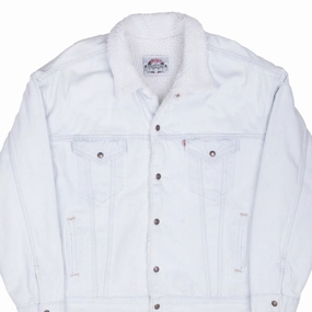 VINTAGE LEVIS SHERPA TRUCKER BLUE LIGHT WASH DENIM JACKET 1980S XL MADE IN USA gift - giving option Bestow