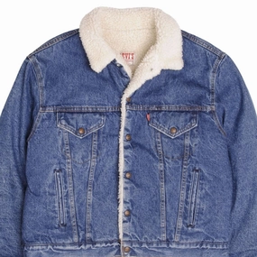 VINTAGE LEVIS SHERPA TRUCKER DENIM JACKET 1980S SIZE 46R MADE IN USA Noise Reduced Fabric Water shield