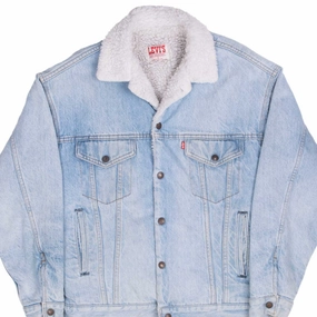 High Collar Design VINTAGE LEVIS SHERPA TRUCKER DENIM JACKET 1980S SIZE SMALL MADE IN USA