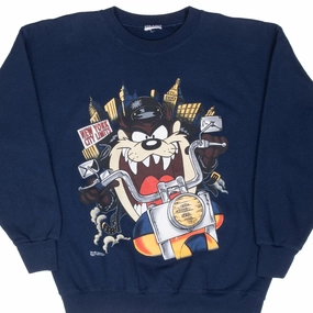 VINTAGE LOONEY TUNES TAZ BIKER NYC HOLLYWOOD SWEATSHIRT 1994 LARGE Hiking wear