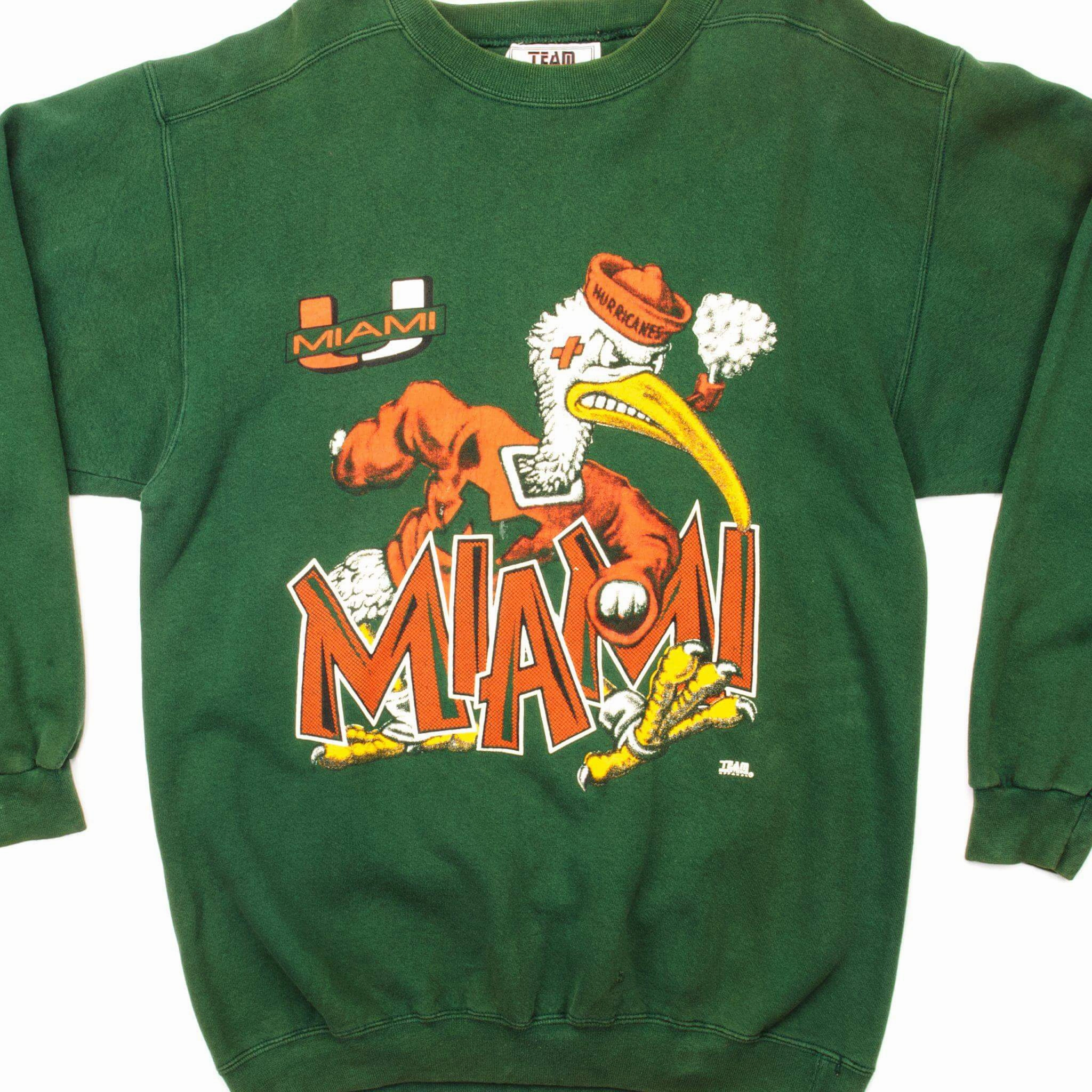 goes with boots VINTAGE MIAMI HURRICANES AMERICAN FOOTBALL SWEATSHIRT SIZE LARGE MADE IN USA