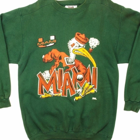 goes with boots VINTAGE MIAMI HURRICANES AMERICAN FOOTBALL SWEATSHIRT SIZE LARGE MADE IN USA