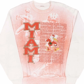 VINTAGE MIAMI HURRICANES FOOTBALL SWEATSHIRT 1990S SIZE LARGE MADE IN USA Comfortable Hoodie Lounge Fit