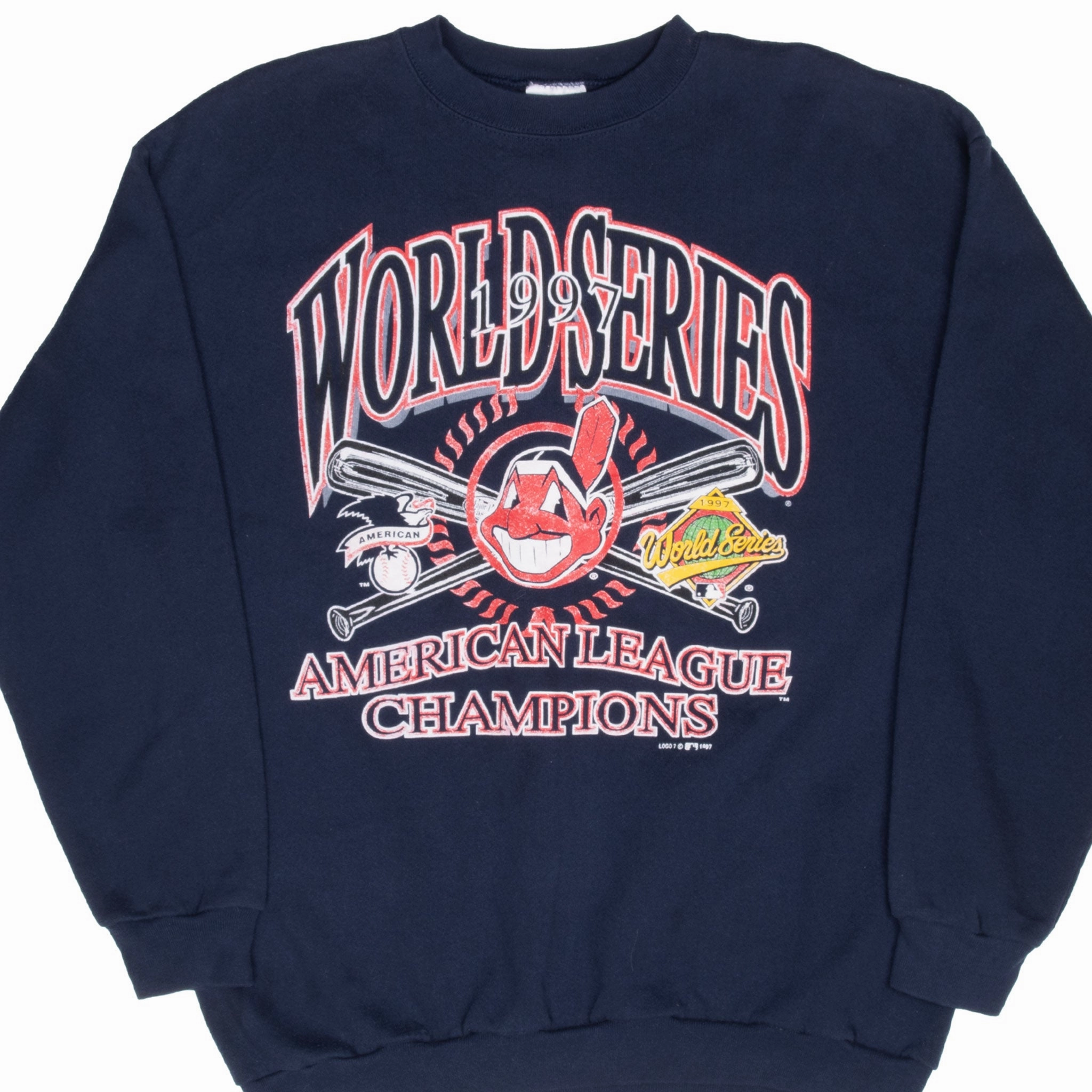 VINTAGE MLB CLEVELAND INDIANS WORLD SERIES 1997 SWEATSHIRT XL adults Chill Vibes