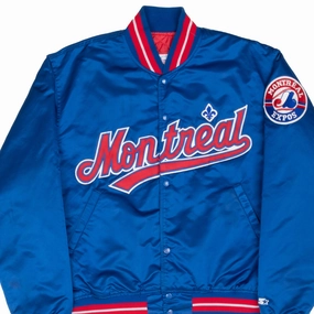 VINTAGE MLB MONTREAL EXPOS STARTER SATIN BOMBER JACKET 1990S XL MADE IN USA Algorithm