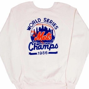 VINTAGE MLB NEW YORK METS WORLDS SERIES CHAMPS 1986 SWEATSHIRT LARGE MADE USA Vintage Look Warm Essentials