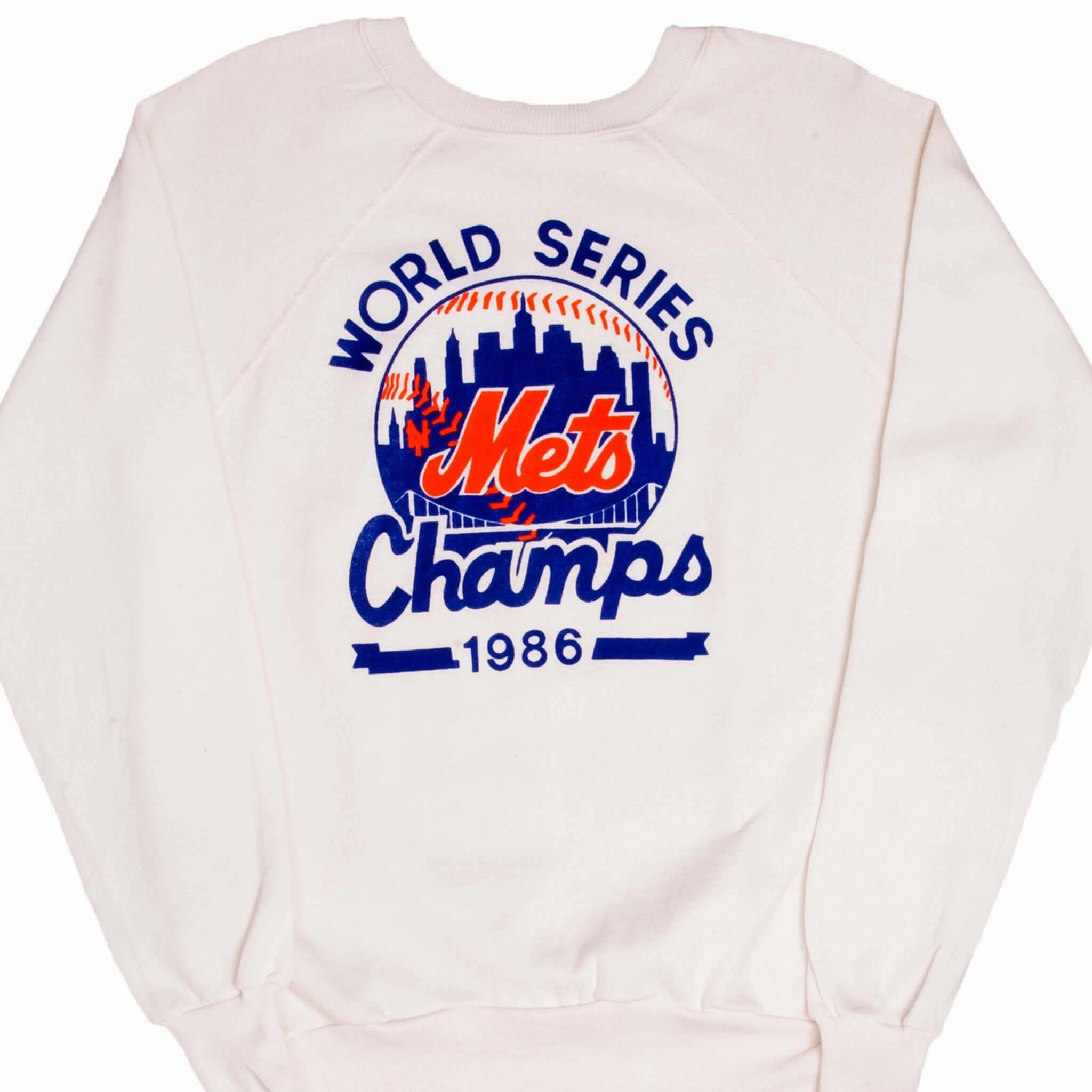VINTAGE MLB NEW YORK METS WORLDS SERIES CHAMPS 1986 SWEATSHIRT LARGE MADE USA Vintage Look Warm Essentials