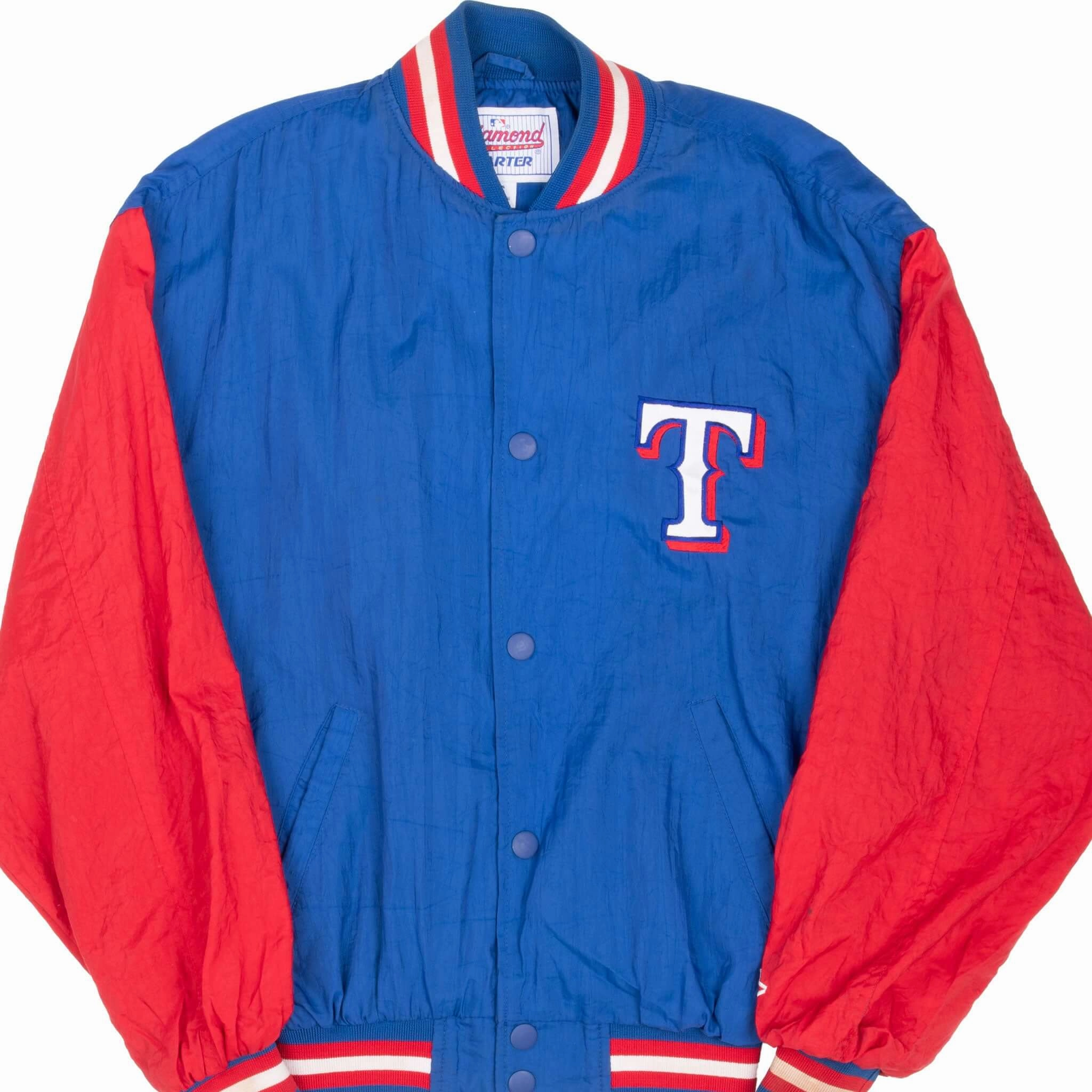 VINTAGE MLB TEXAS RANGERS VARSITY STARTER JACKET 1990S SMALL Dive