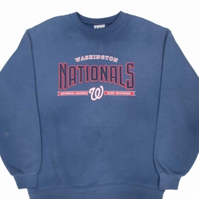VINTAGE MLB WASHINGTON NATIONALS 2004 BLUE SWEATSHIRT LARGE hook accents product graduation pride