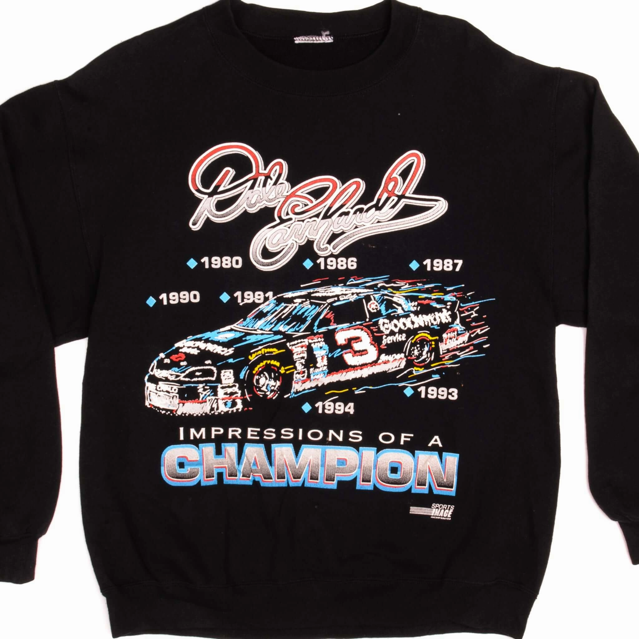 VINTAGE NASCAR DALE EARNHARDT SWEATSHIRT 1990s SIZE LARGE Active Comfort Wear