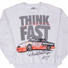 VINTAGE NASCAR DARRELL WALTRIP 1993 SWEATSHIRT MEDIUM MADE IN USA product return policy