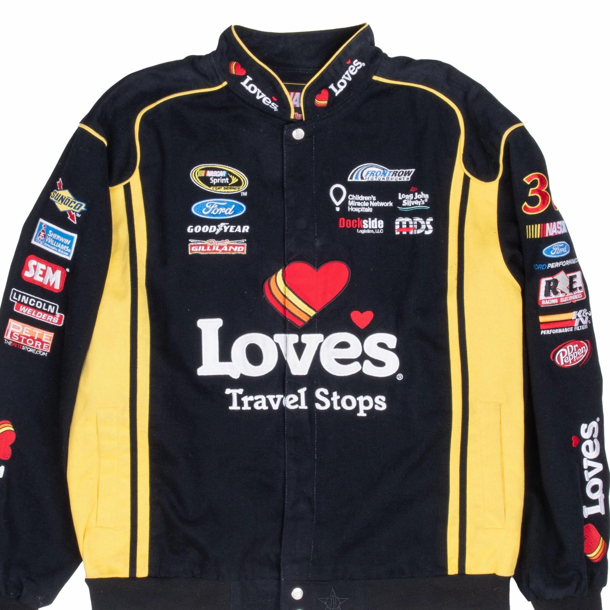 Secure Storage Compartments floral VINTAGE NASCAR DAVID GILLILAND JH JEFF HAMILTON RACING JACKET 2000S XL