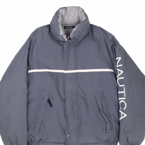 Articulated Seams VINTAGE NAUTICA REVERSIBLE GREY PUFFER JACKET 1990S SMALL