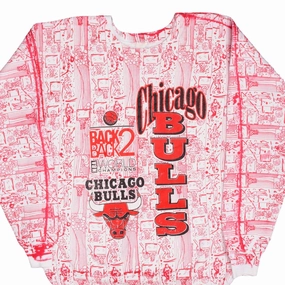 Drawcord Hood Versatile Layer VINTAGE NBA ALL OVER PRINT CHICAGO BULLS 1992 SWEATSHIRT SIZE XL