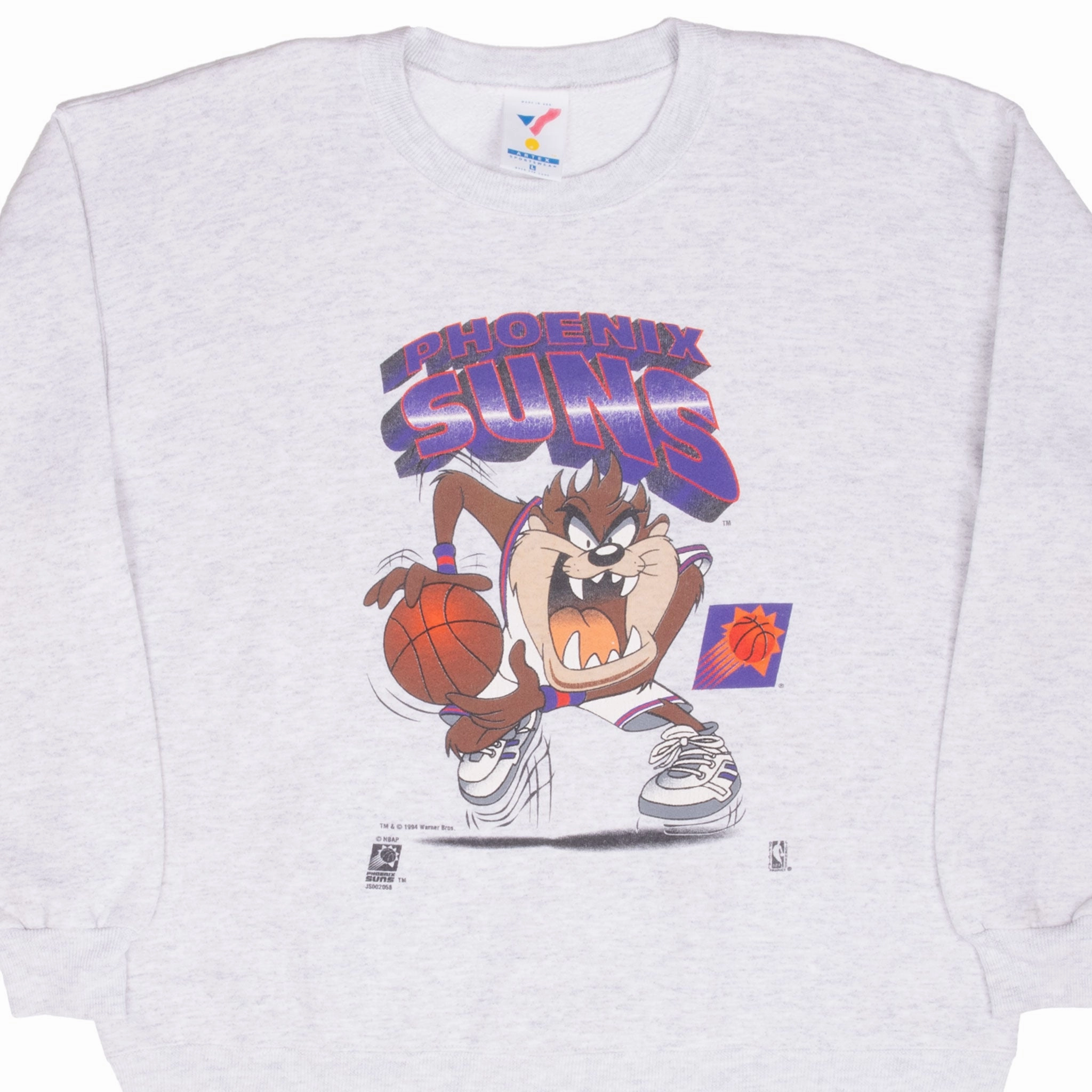 quick dry Street Essential VINTAGE NBA PHOENIX SUNS TAZ LOONEY TUNES GREY SWEATSHIRT 1994 LARGE MADE IN USA
