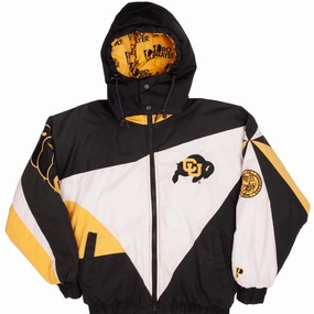 VINTAGE NCAA COLORADO GOLDEN BUFFALOES HEAVY PUFFER JACKET 1990S SIZE SMALL Wind Blocking