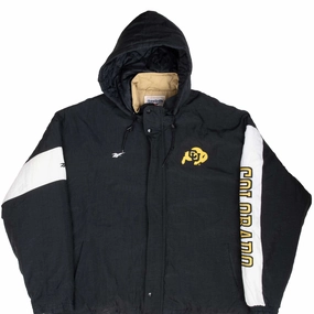 VINTAGE NCAA COLORADO GOLDEN BUFFALOES REEBOK PUFFER JACKET 1990S 2XL Heat Retention Bold Lines