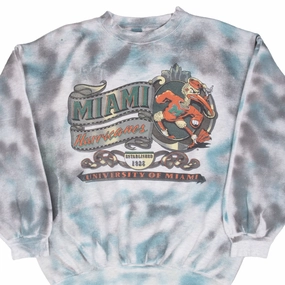 VINTAGE NCAA MIAMI HURRICANES TIE DYE SWEATSHIRT 1990S XL MADE IN USA Cozy Chic