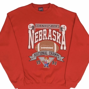 men VINTAGE NCAA NEBRASKA CORNHUSKERS CHAMPIONS 1994 SWEATSHIRT LARGE MADE IN USA