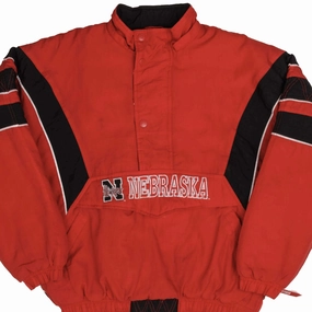 VINTAGE NCAA NEBRASKA HUSKERS 1990S HEAVY PULLOVER STARTER JACKET SIZE LARGE Thermal regulation Insulated Core
