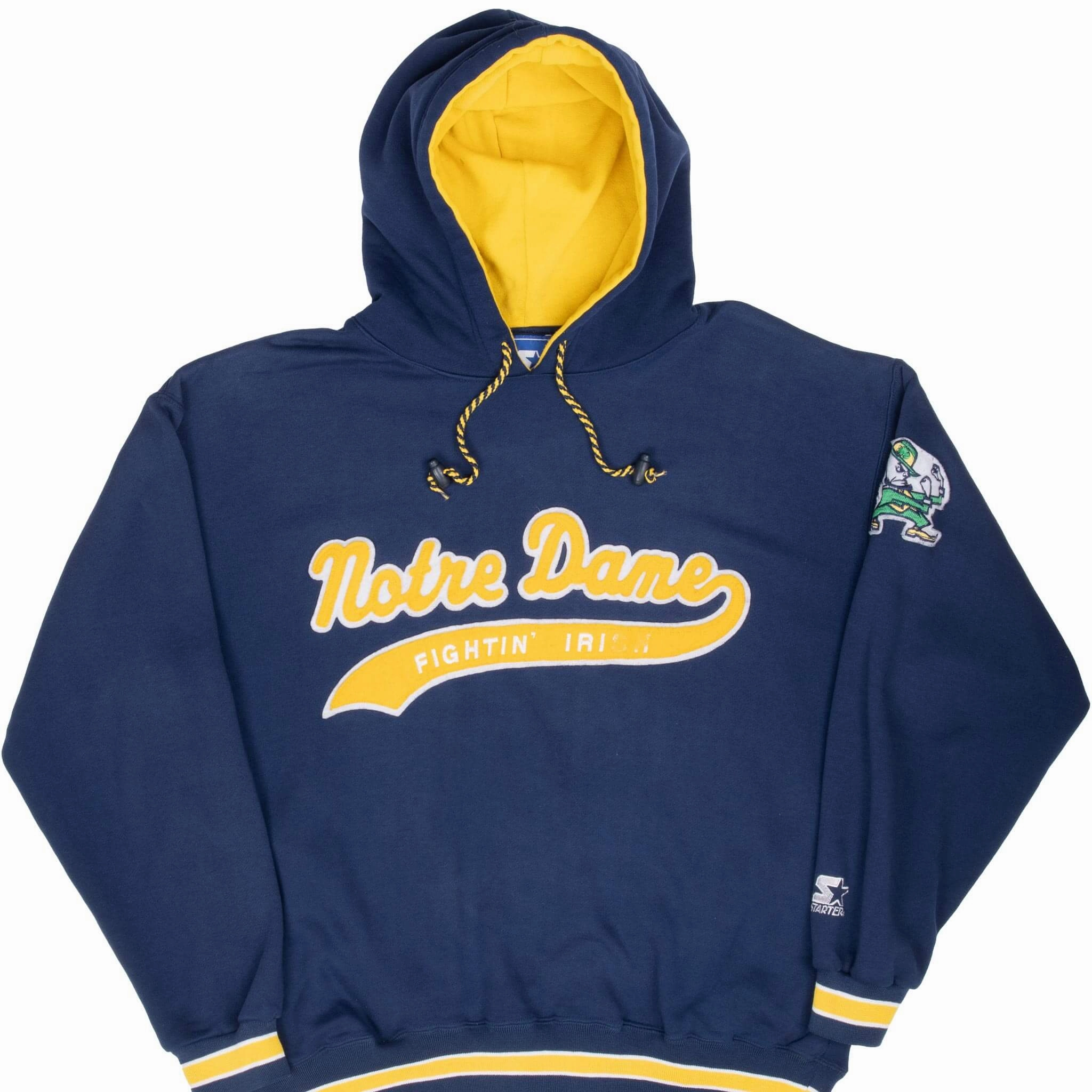 Gift worthy VINTAGE NCAA NOTRE DAME FIGHTING IRISH HOODIE SWEATSHIRT 1990S LARGE