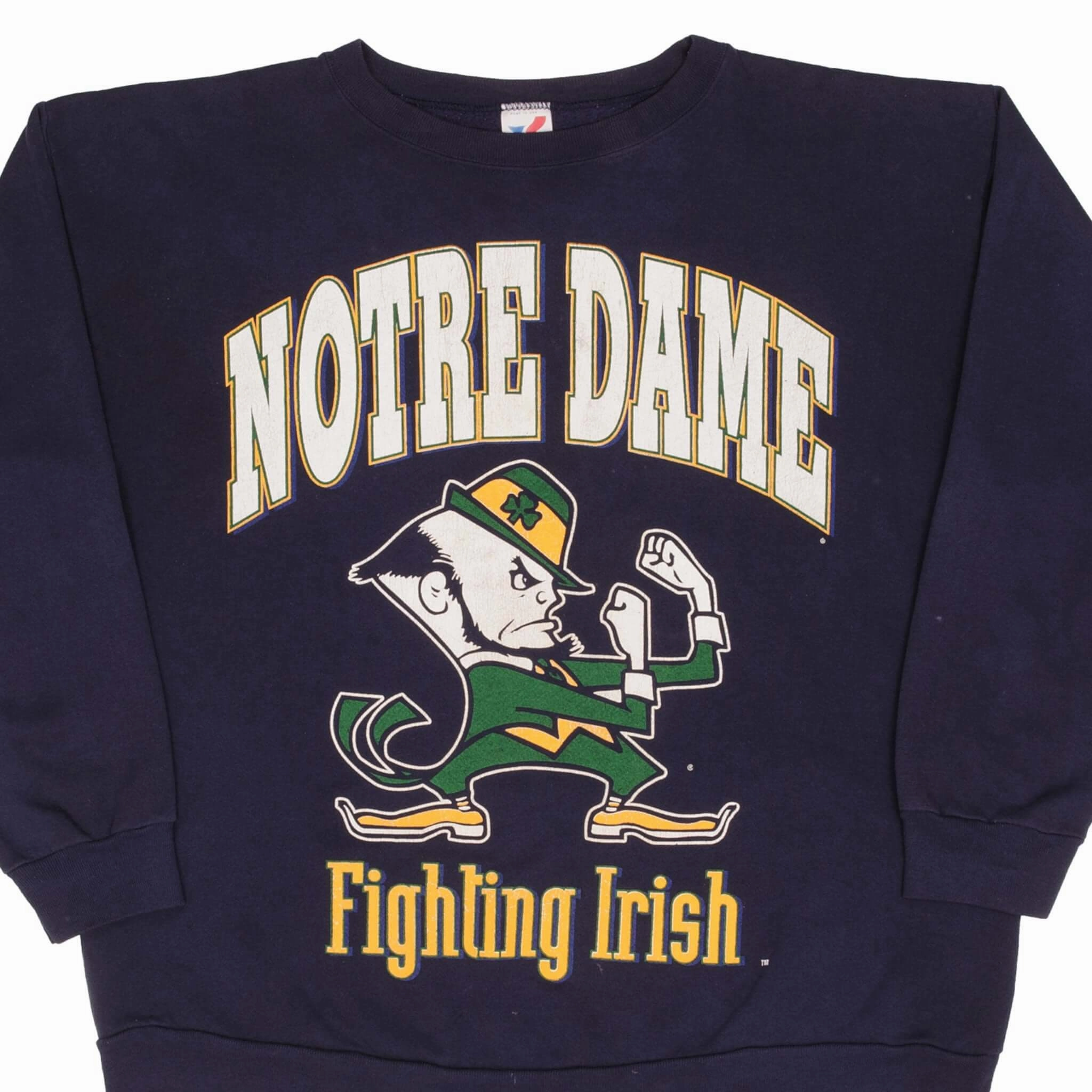 Chill Vibes product weekday wear practicality VINTAGE NCAA NOTRE DAME UNIVERSITY IRISH BLUE SWEATSHIRT 1990S 2XL MADE IN USA