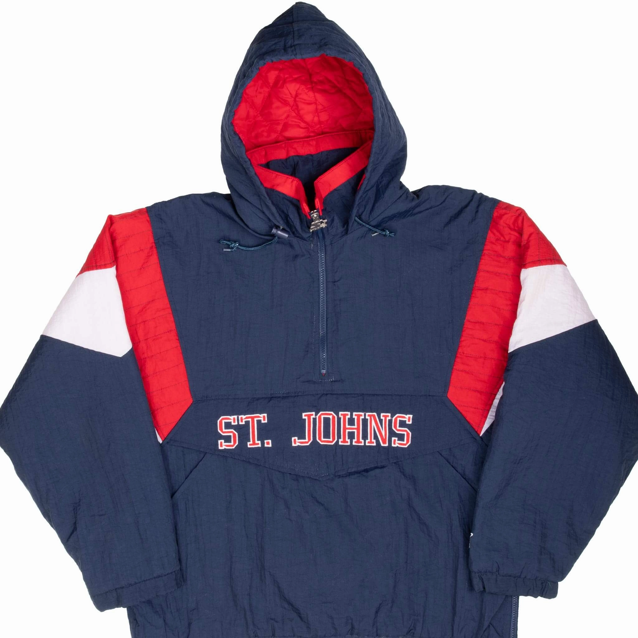 VINTAGE NCAA ST JOHNS NY REDMEN 1990S STARTER HEAVY PULLOVER JACKET MEDIUM Sporty Jacket