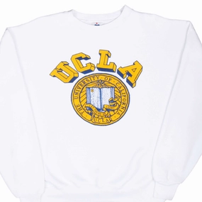 VINTAGE NCAA UCLA WHITE SWEATSHIRT 1980S LARGE MADE IN USA product tag identification
