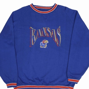 product rating Cozy Coverage VINTAGE NCAA UNIVERSITY OF KANSAS JAYHAWKS EMBROIDERED SWEATSHIRT 1990S SIZE XL