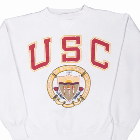 Limited Edition Drawstring Hood VINTAGE NCAA USC SOUTHERN CALIFORNIA WHITE SWEATSHIRT 1990S MEDIUM