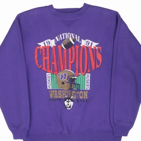 VINTAGE NCAA WASHINGTON HUSKIES CHAMPIONS 1991 SWEATSHIRT XL MADE IN USA appropriate for sunny days