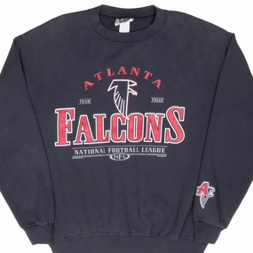 rhinestone accents Sports Style VINTAGE NFL ATLANTA FALCONS 1998 BLACK SWEATSHIRT MEDIUM