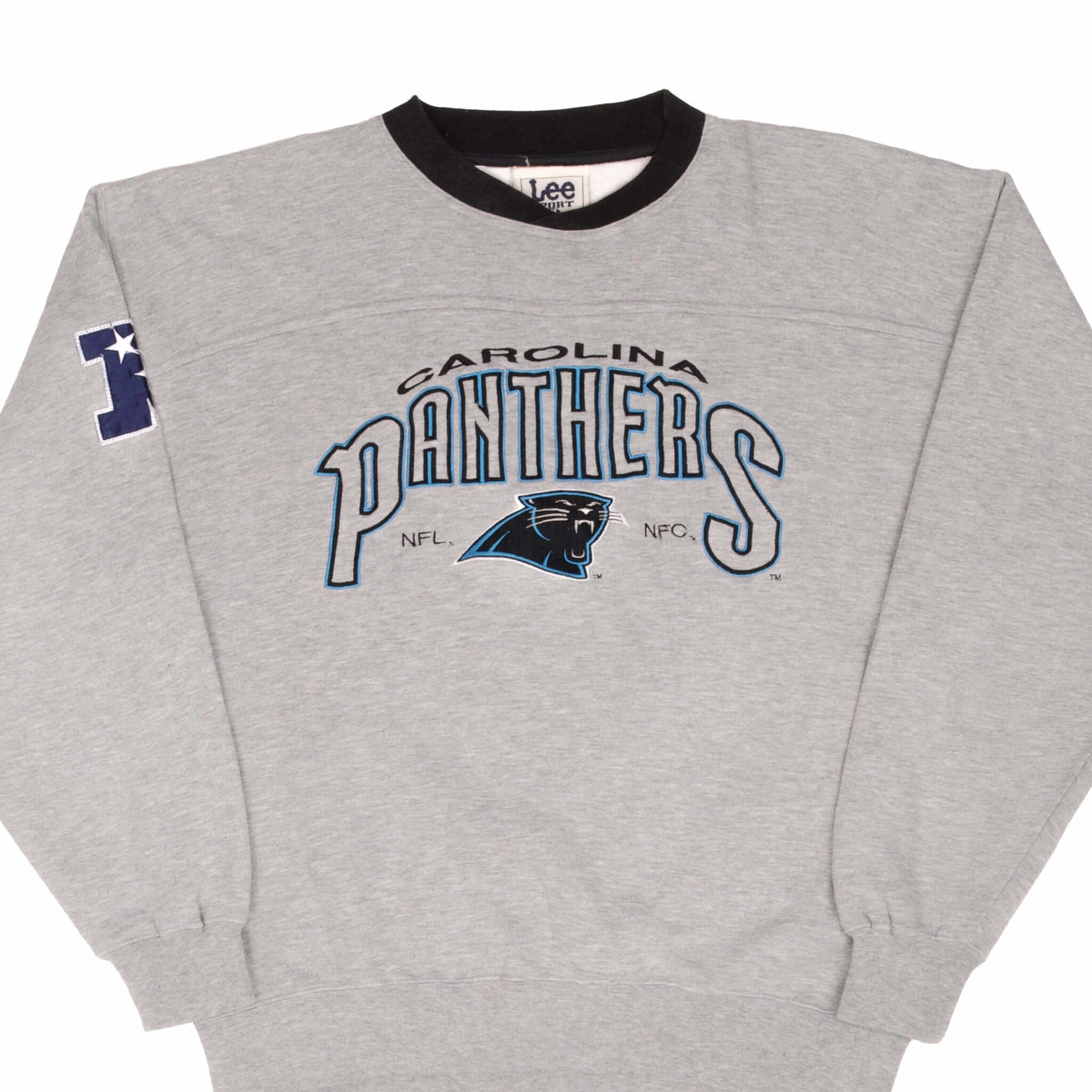 VINTAGE NFL CAROLINA PANTHERS 1990S GREY SWEATSHIRT SIZE MEDIUM fringe accents