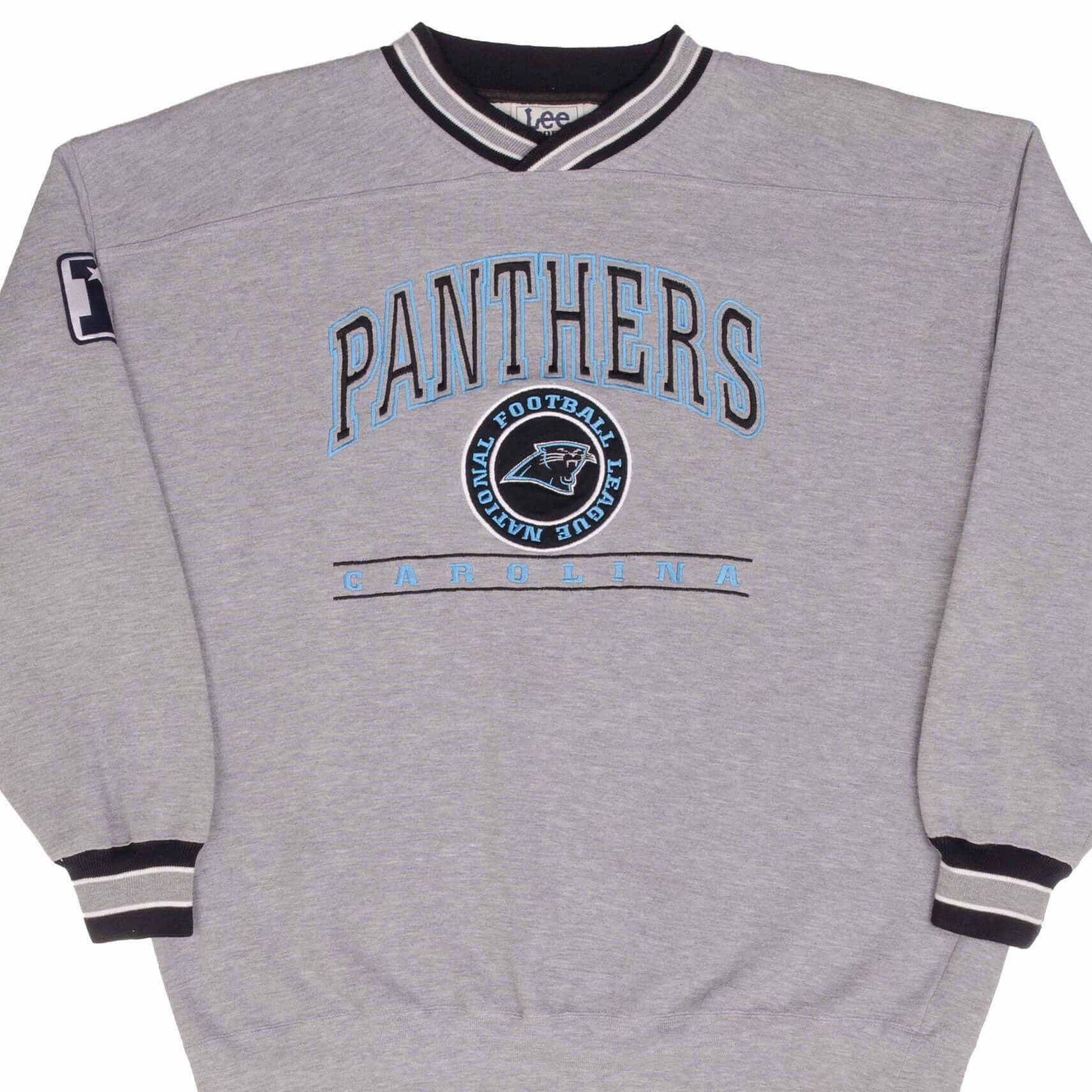 VINTAGE NFL CAROLINA PANTHERS EMBROIDERED 1990S GREY SWEATSHIRT SIZE XL Warm Layers fluffy texture