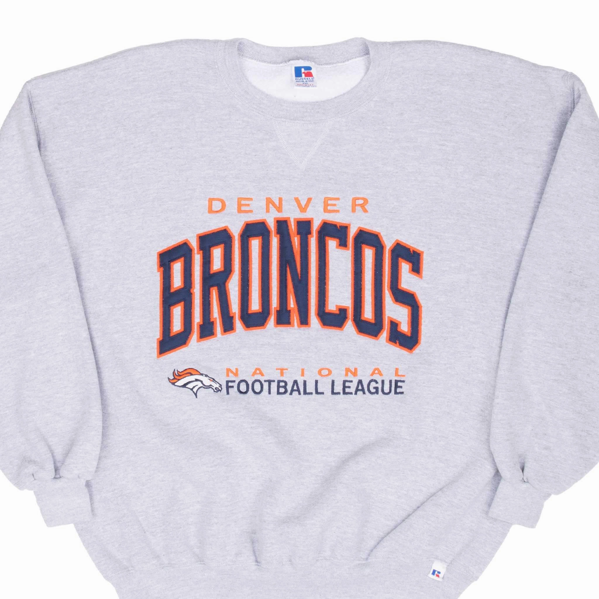 Sporty Comfort Casual Hoodie Style VINTAGE NFL DENVER BRONCOS 1990S RUSSELL SWEATSHIRT 2XL MADE IN USA