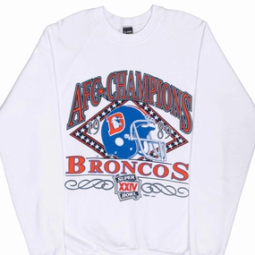 VINTAGE NFL DENVER BRONCOS AFC CHAMPIONS 1989 SWEATSHIRT LARGE Versatile Top Logo Design